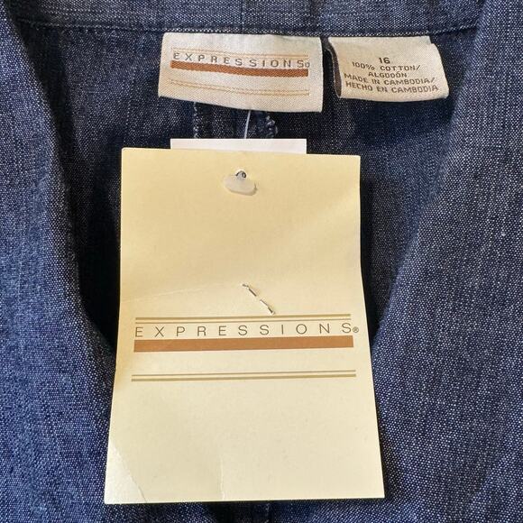 Dead Stock K-Mart Expressions Size 16 Sleeveless Denim Jean Shirt Dress - Picture 5 of 7